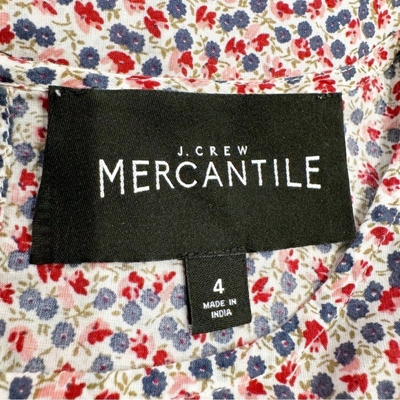 J. Crew Mercantile | Floral Print Ruffle Blouse Boxy Size 4 - Picture 4 of 5